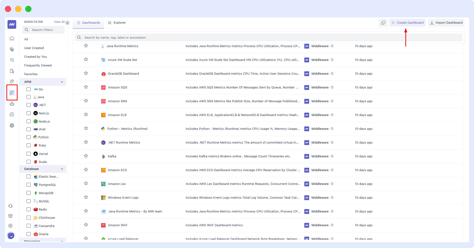 Create Widget Dashboard Screen
