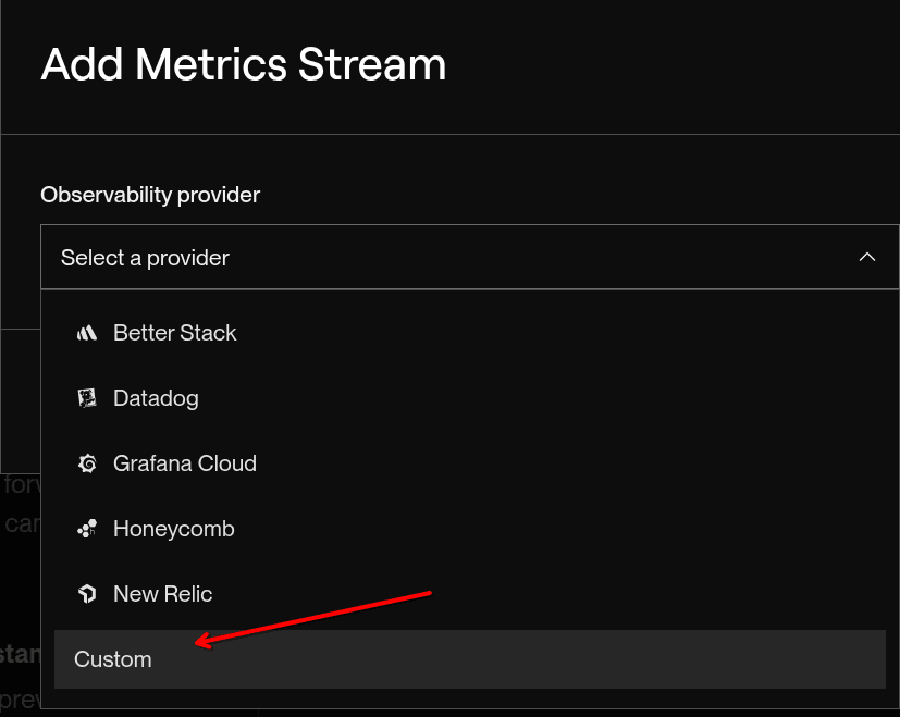 Render.com custom metrics stream
