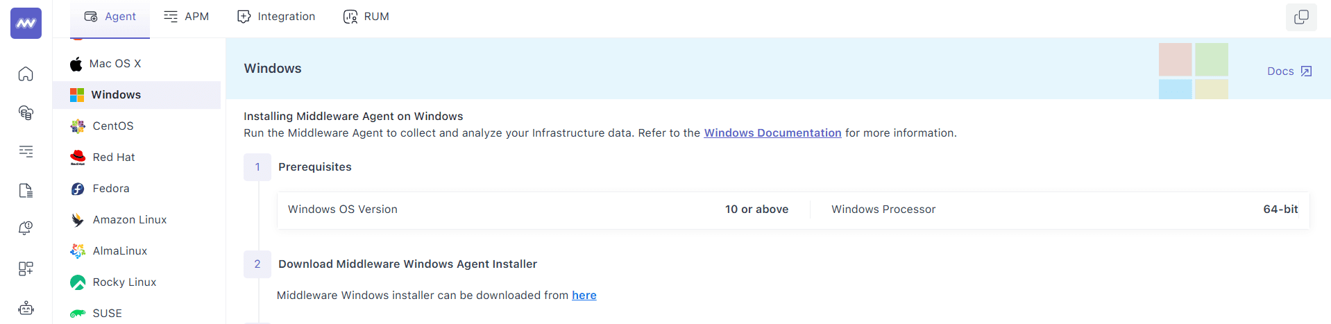 Install Middleware Monitoring Agent on Windows