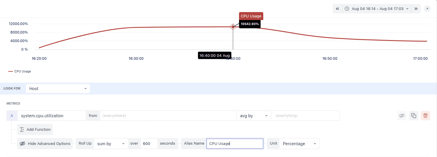 Alias naming interface to rename metrics or series for clarity.