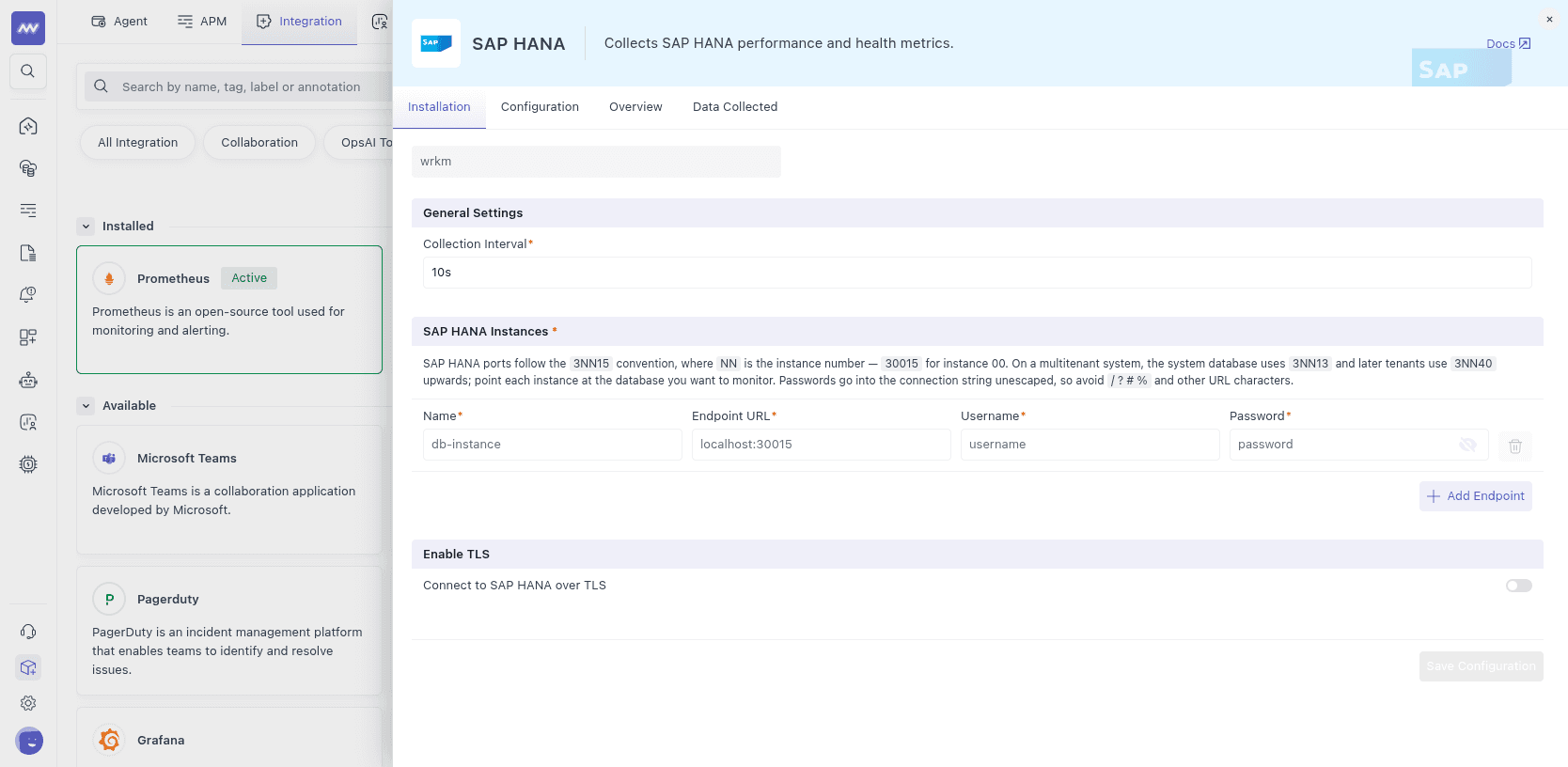 SAP HANA Host Agent configuration