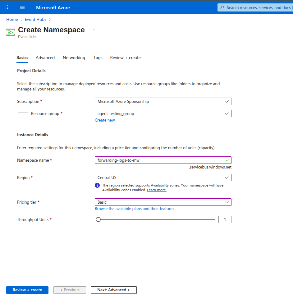 Create Namespace