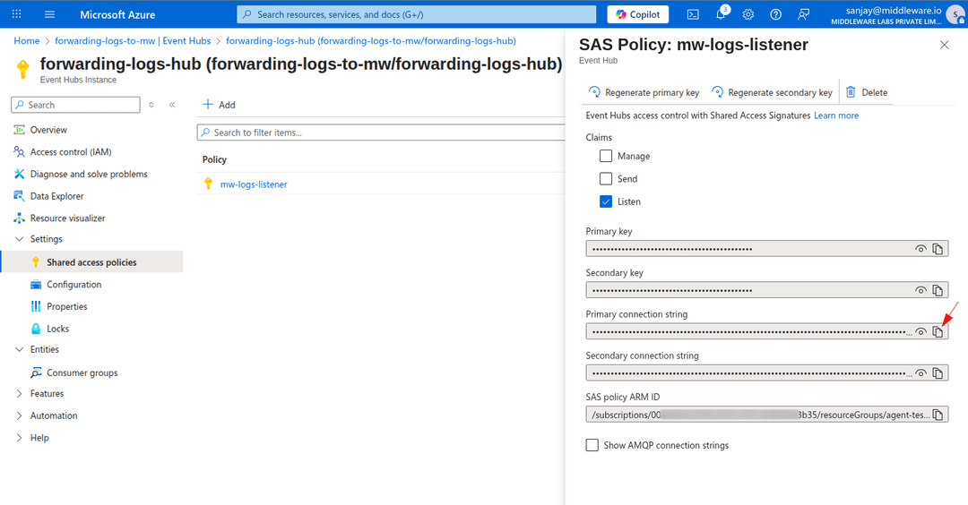 Configure Middleware Integration for Microsoft Azure