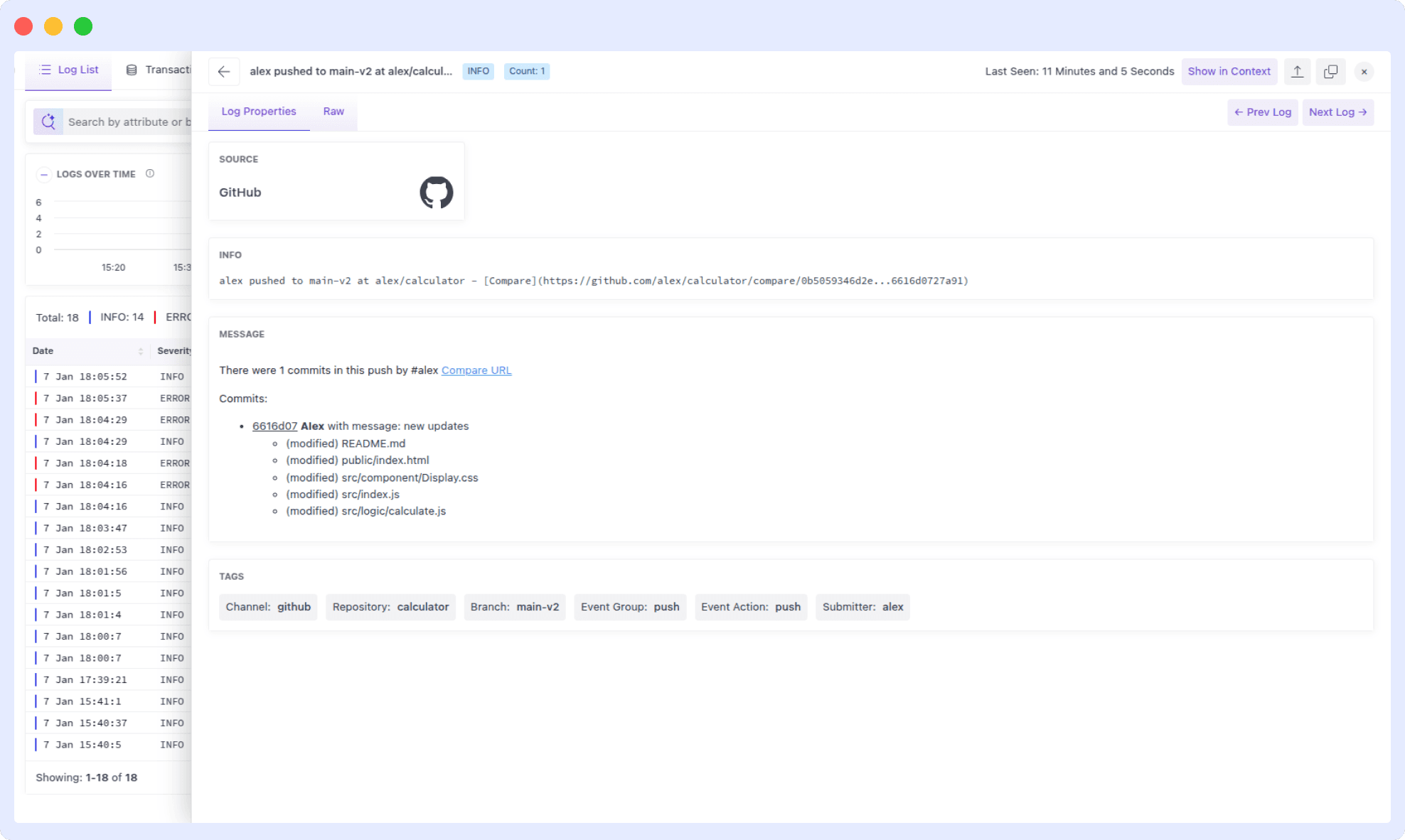 GitHub Event Side Panel