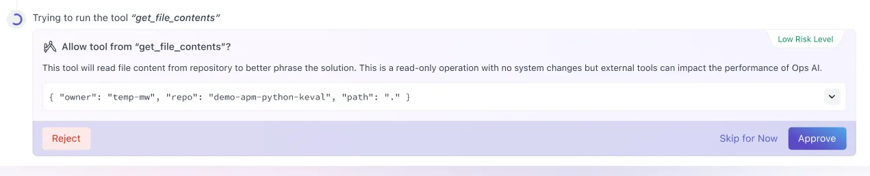 Ops AI: Kubernetes issue fixes: our system will ask for the permission before performing write action for kubernetes…