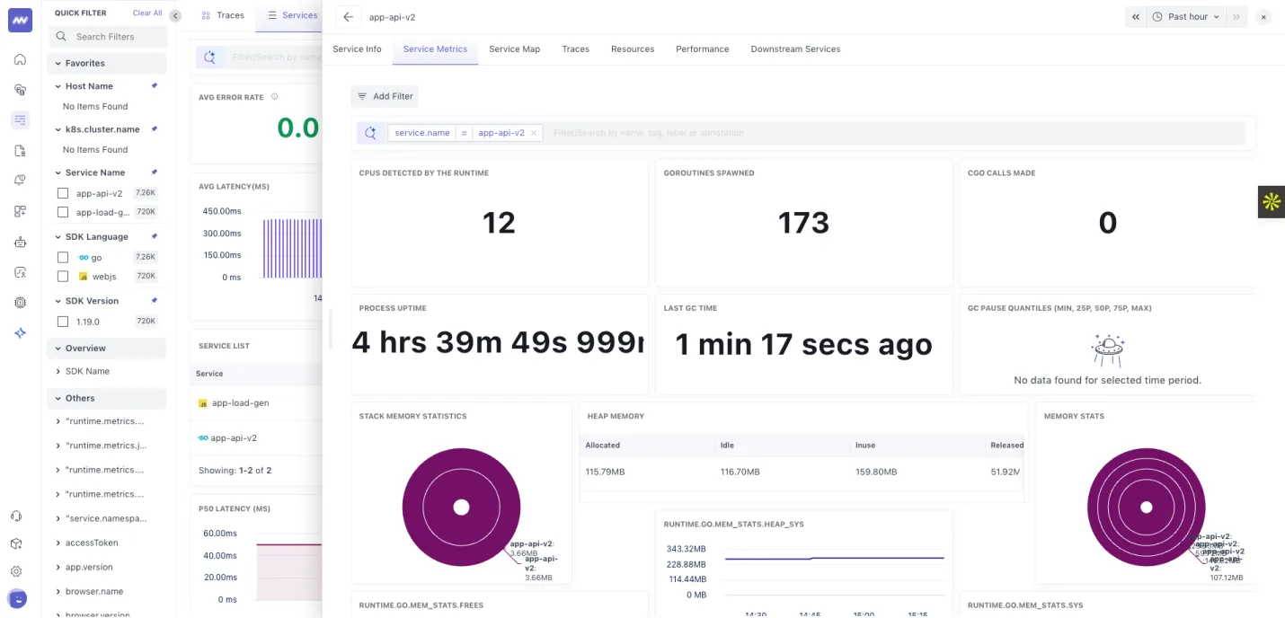 APM: Added Tab to view Service metrics dashboard directly from APM → service.