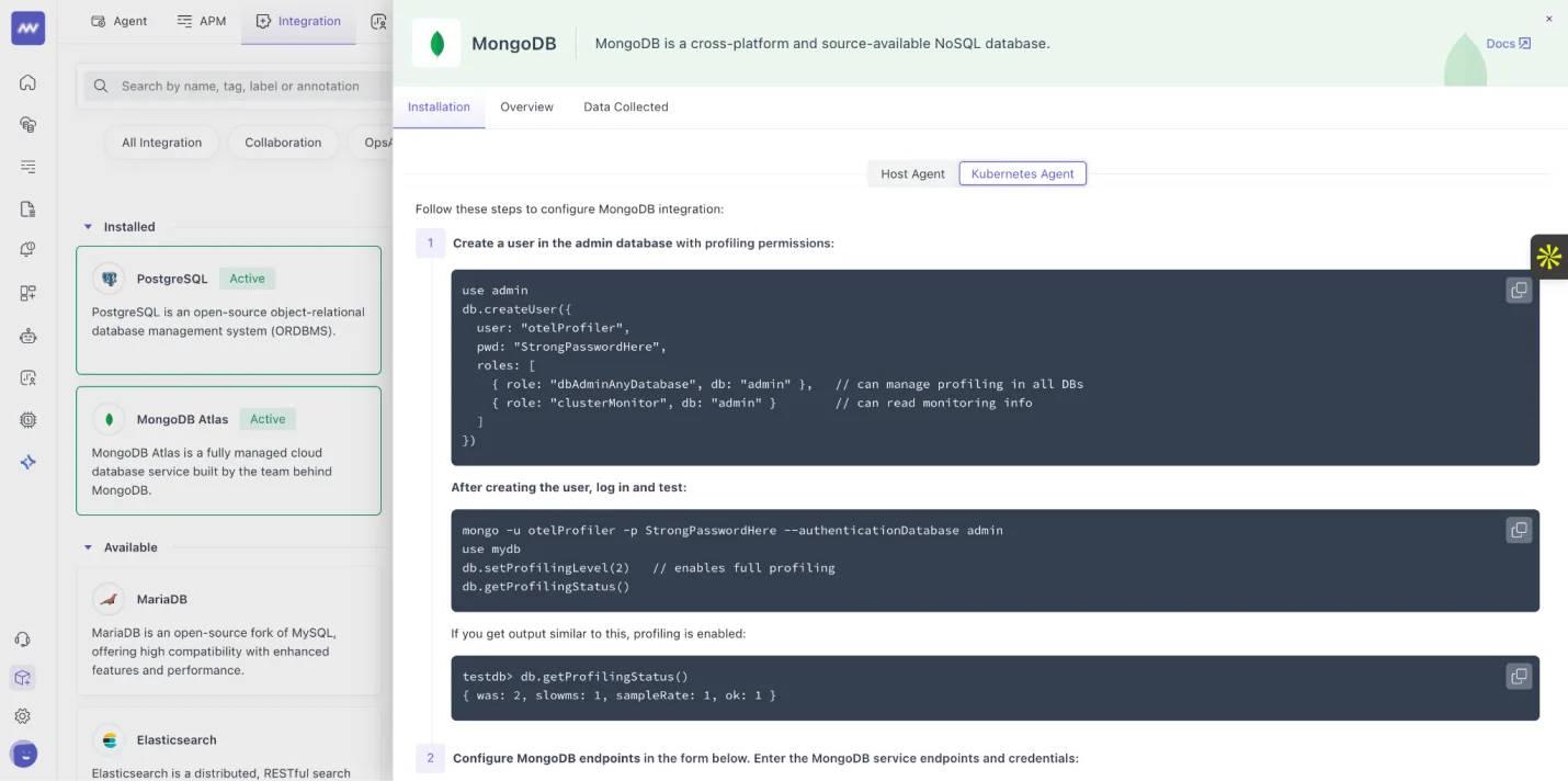 MongoDB support for Kubernetes: Added support for kubernetes for mongodb integration