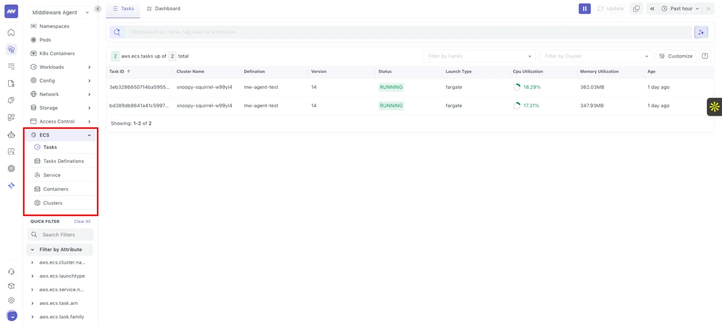 ECS explorer: Introducing 5 new screens to view data of ECS