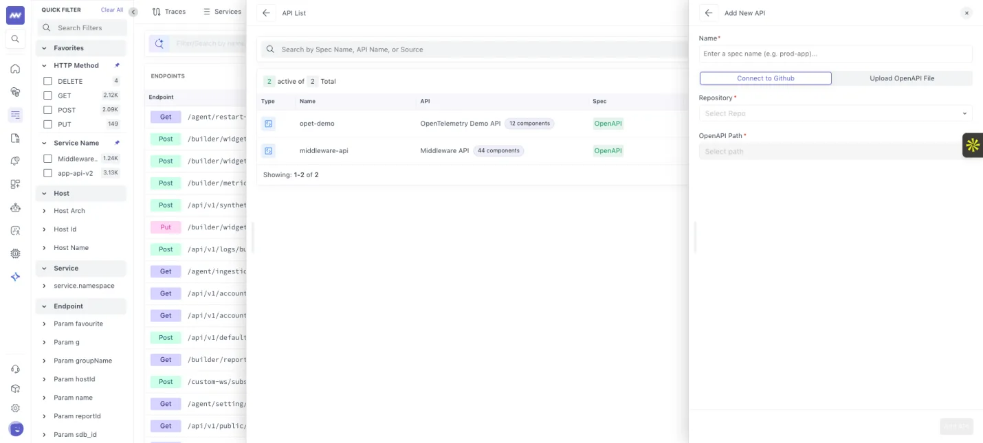 Endpoint monitoring: Option to connect API set directly from GitHub or by uploading file