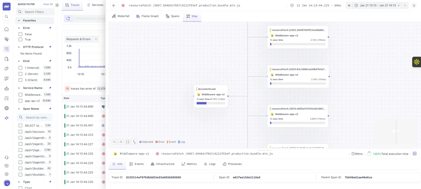 New map view in traces: Updated the map view with a new design for better visibility inside traces.