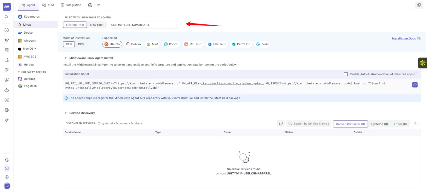 Linux integration UX: Improved UX to handle when the number of machines are high, we now moved the list of hosts into a…