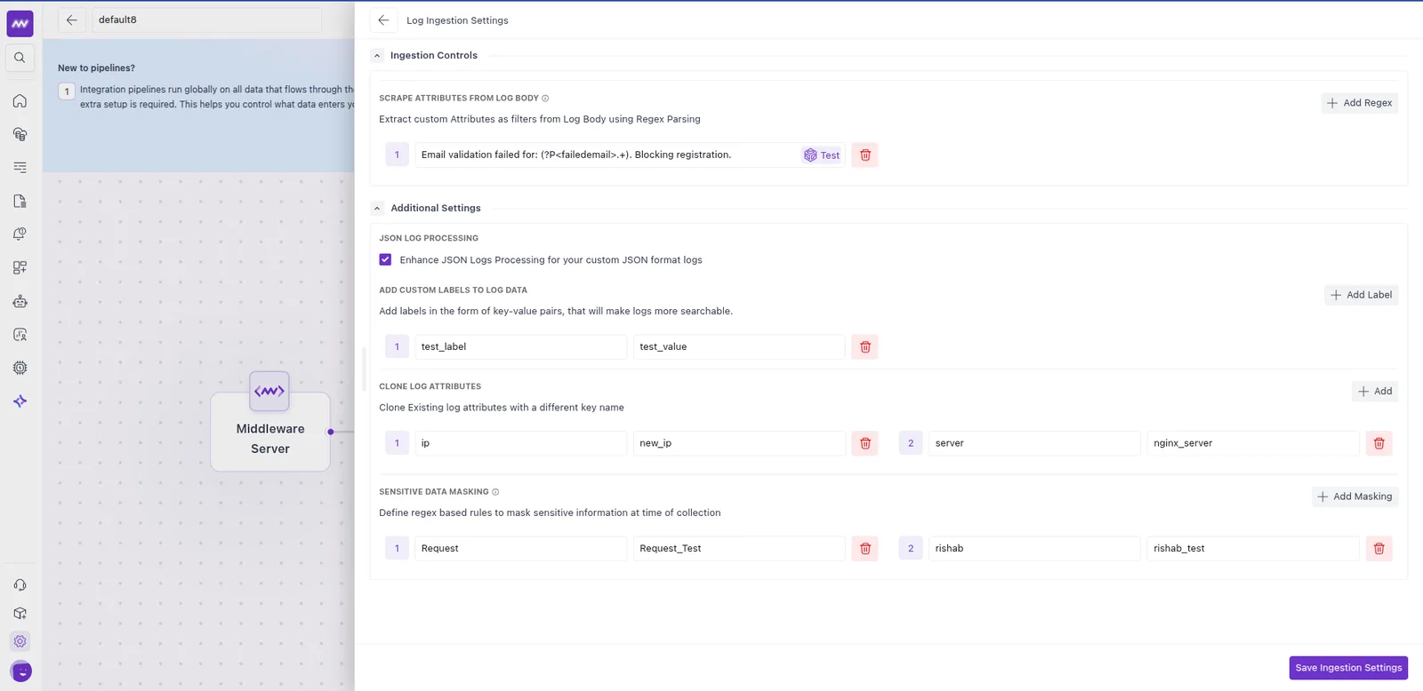Pipeline for Serverless: Log ingestion control, JSON log parsing, option to add custom labels to logs, sensitive data…