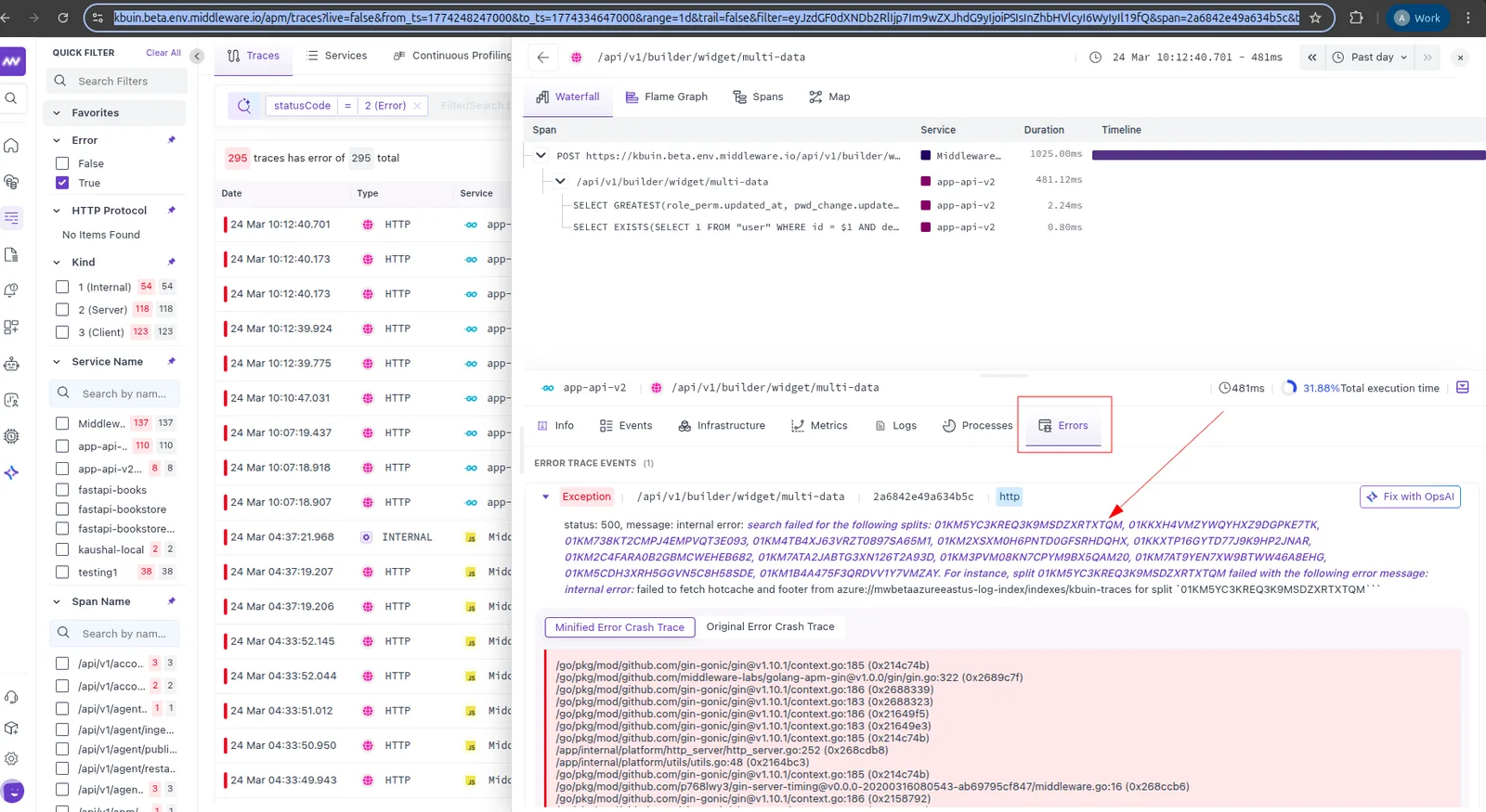 APM: APM → traces → trace detail → error tab. Here Added stacktrace in a better and more readable format. We are now…