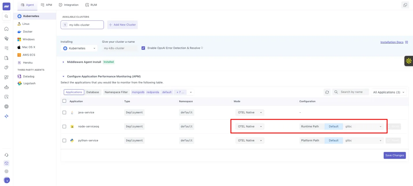 Updates in Agent installation: Kubernetes auto instrumentation: