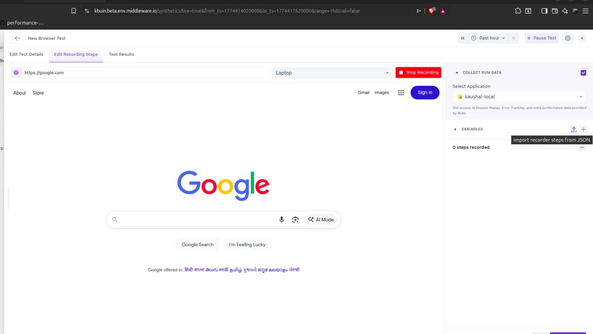 Browser testing: We now have added the option to import recording from google chrome recorder.
