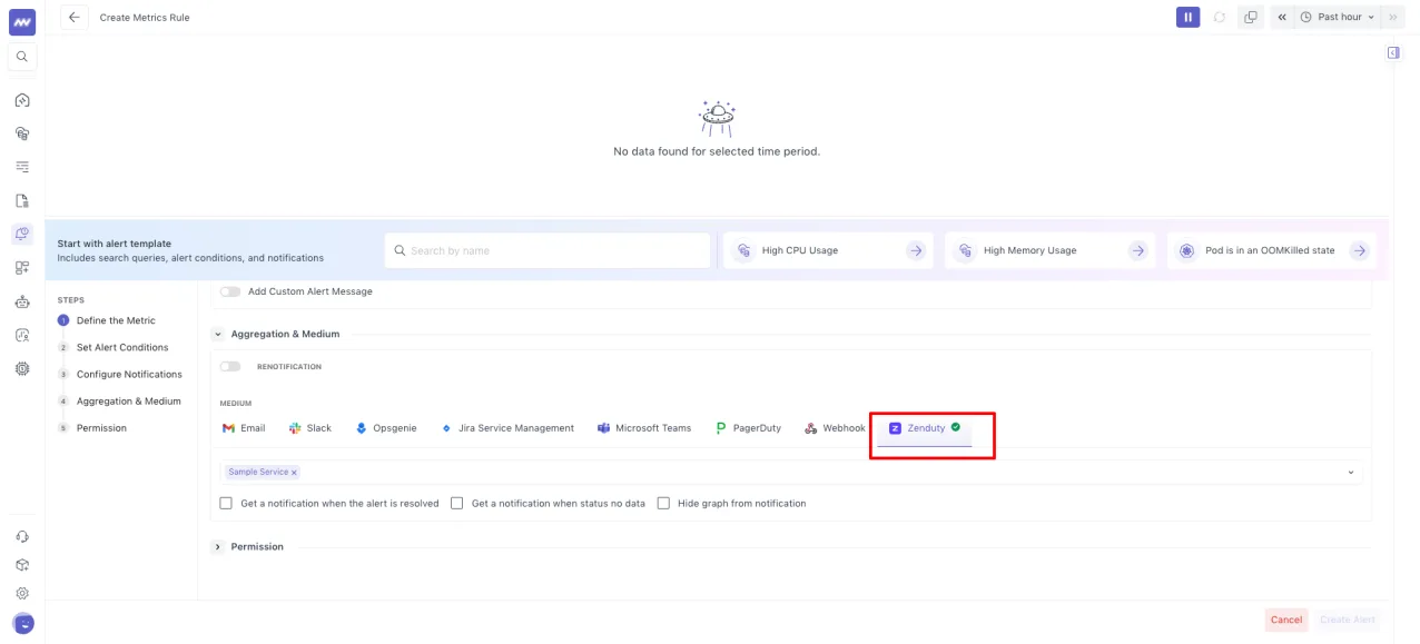 Zenduty for alerts: Incidents in Zenduty resolve automatically when alert in Middleware recovers.