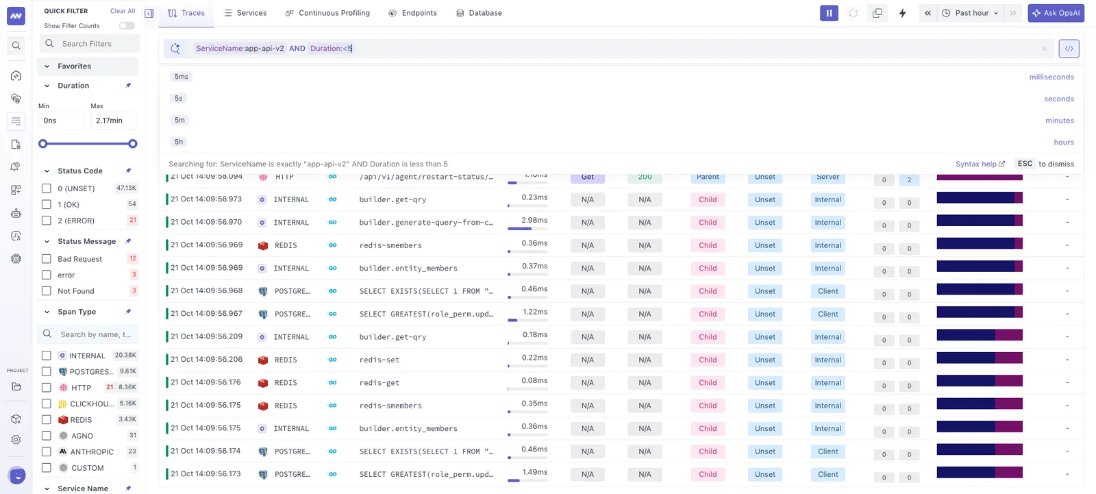 Advanced Search: combining conditions with AND, OR, wildcards and regex, with autocomplete suggestions