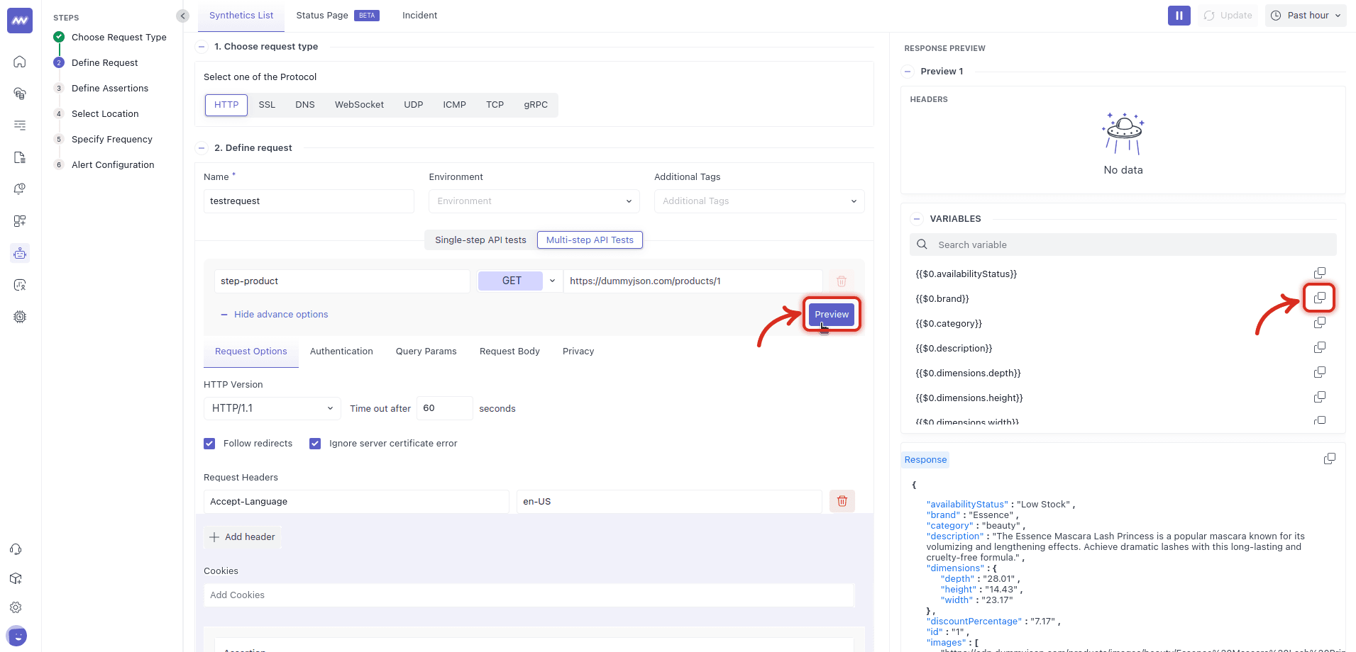 advance multi step option