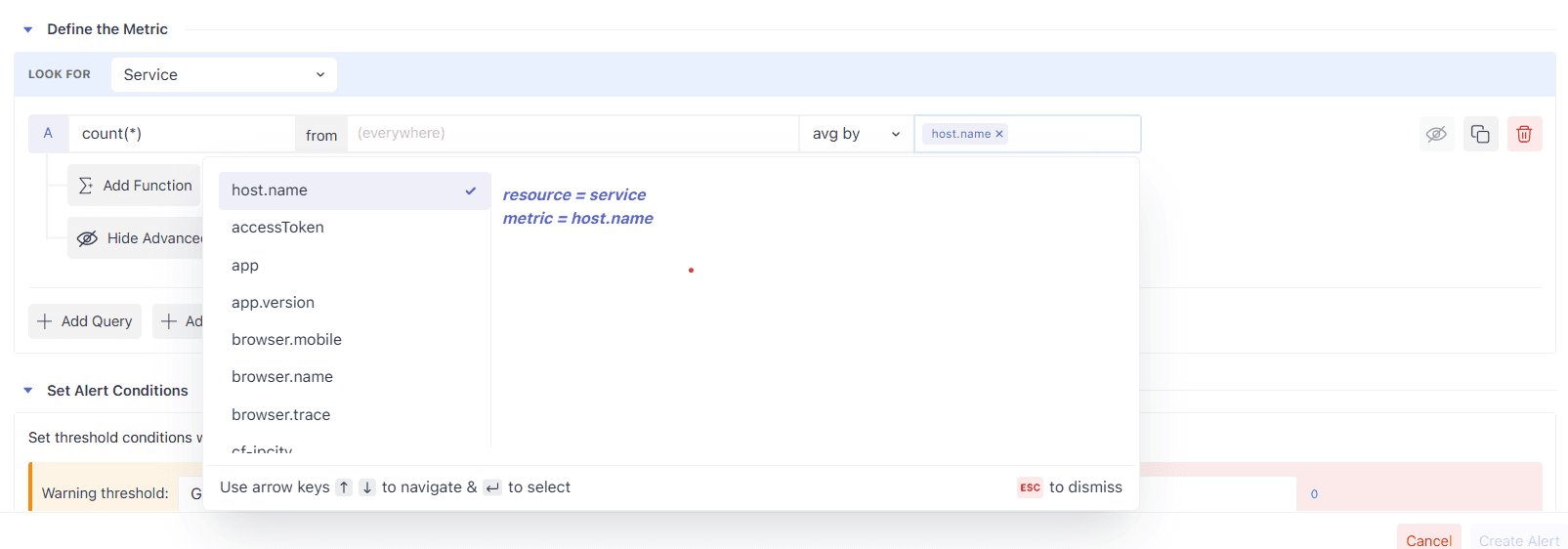 Middleware Alerting: Alerts Create