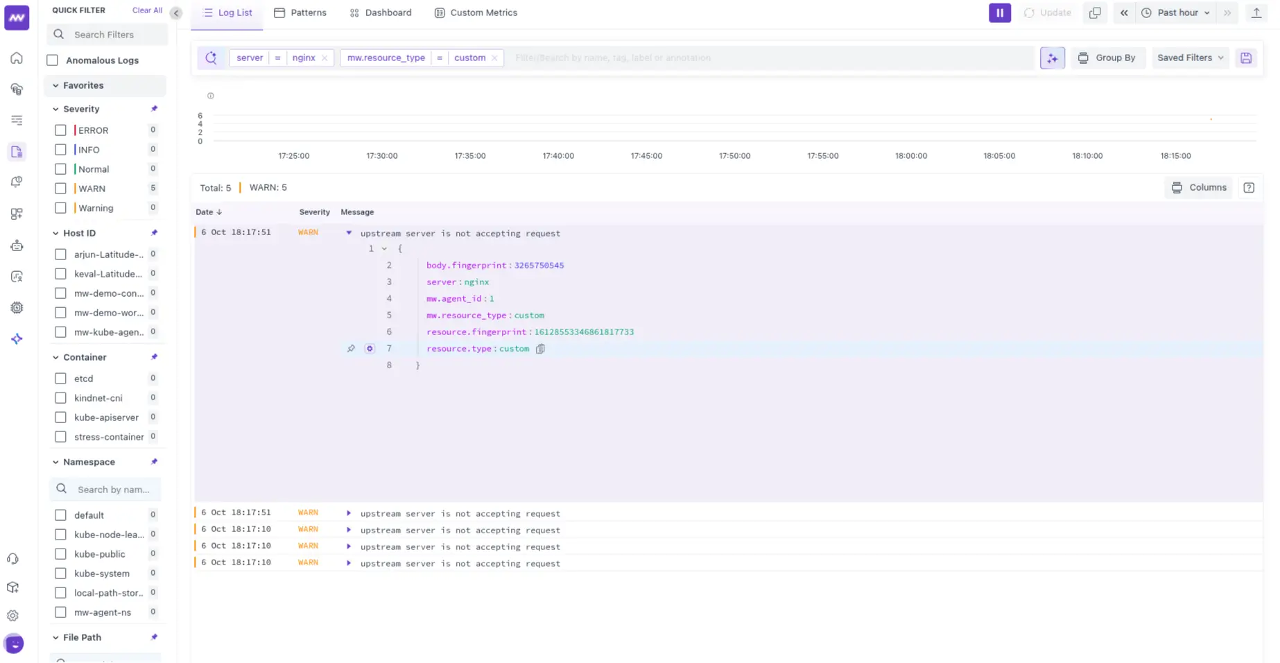 Middleware Custom Logs API integration