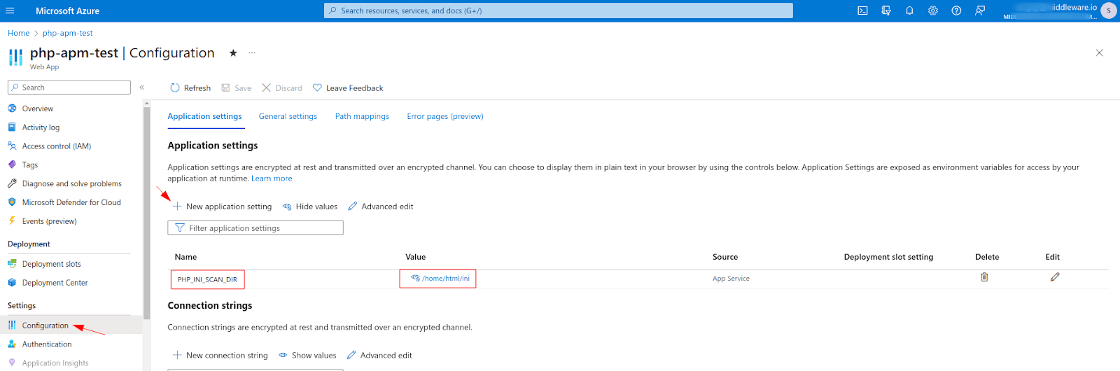Middleware PHP APM Docker and Kubernetes config