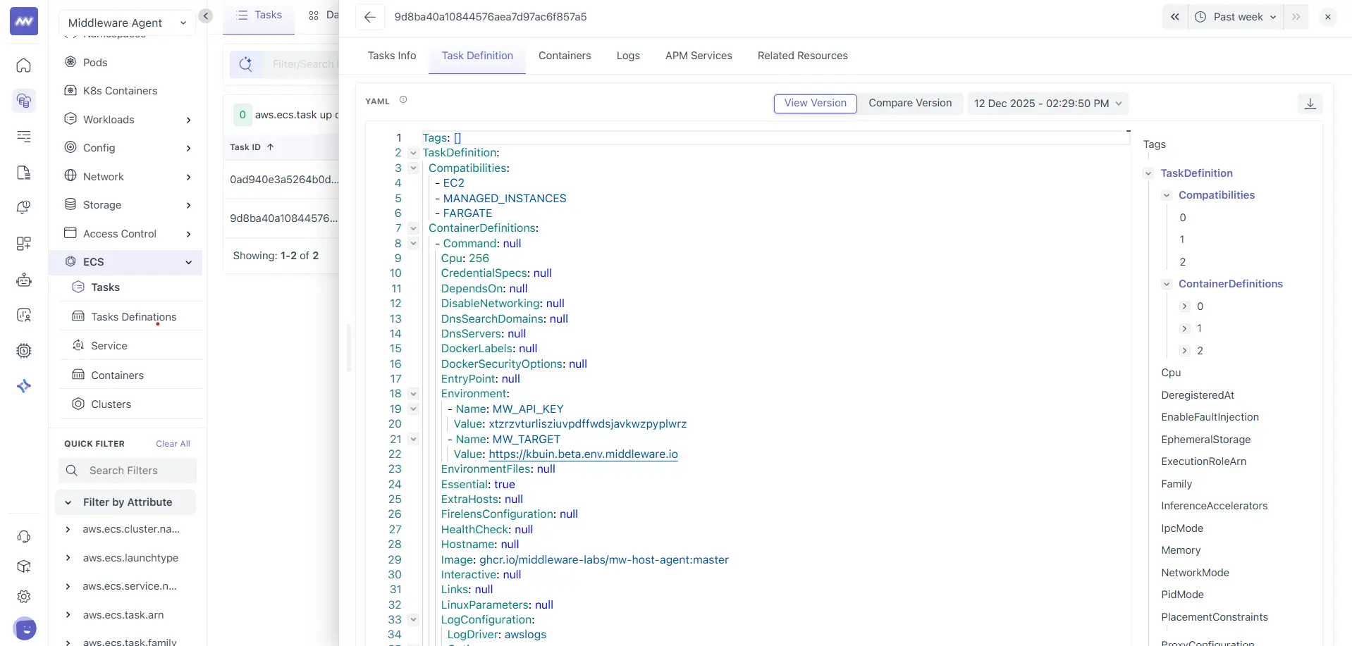 ECS Taks List