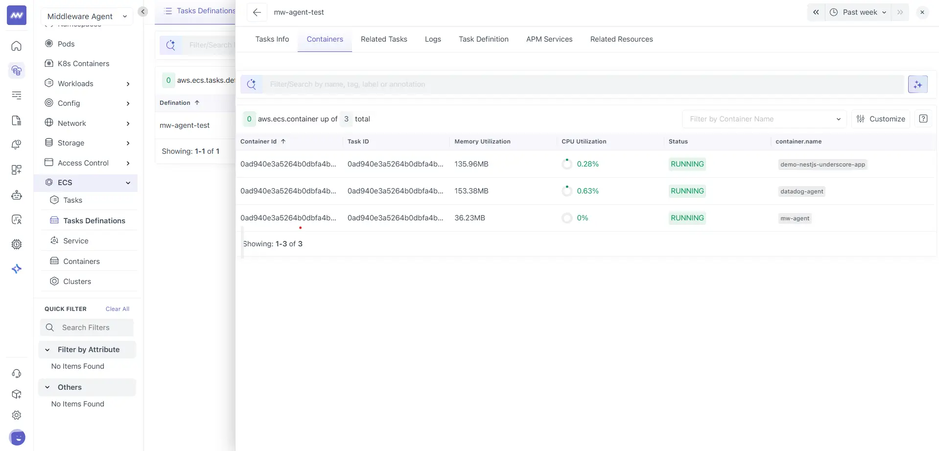 ECS Task Containers