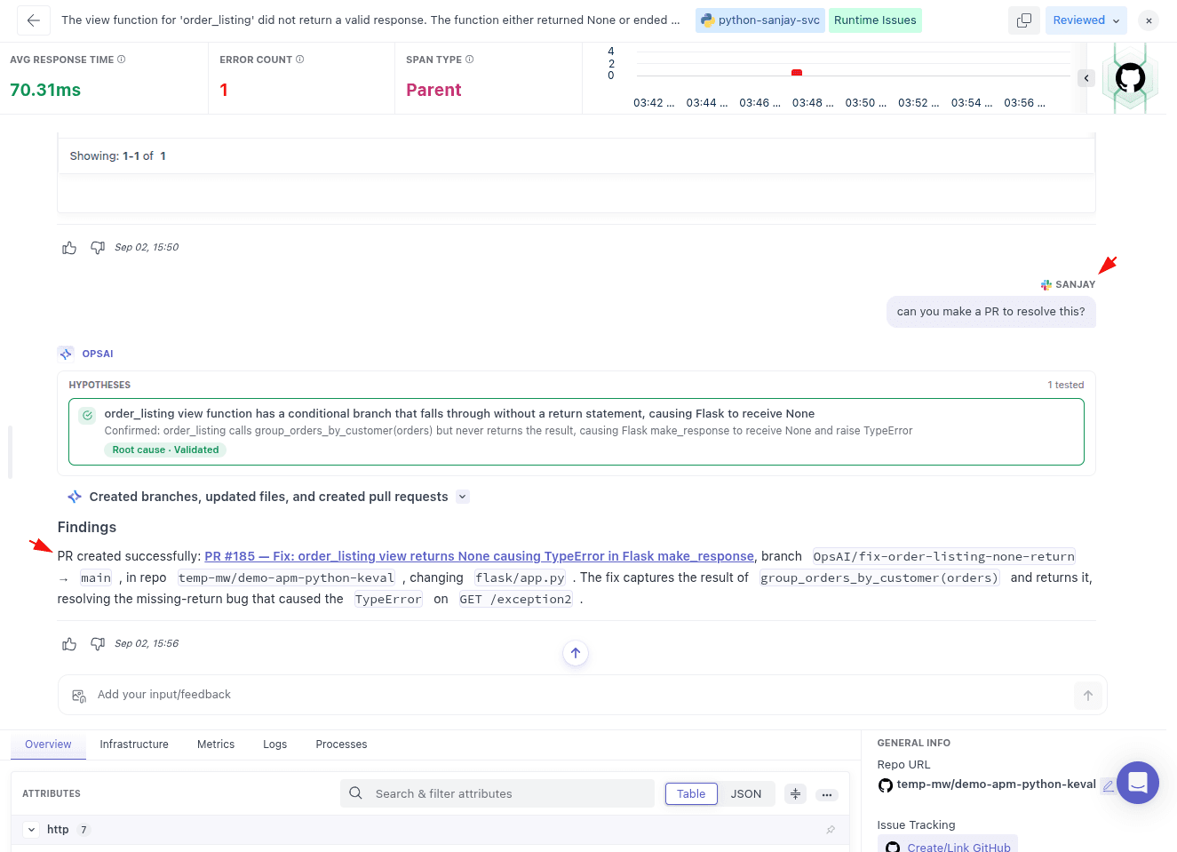 OpsAI Chat Window