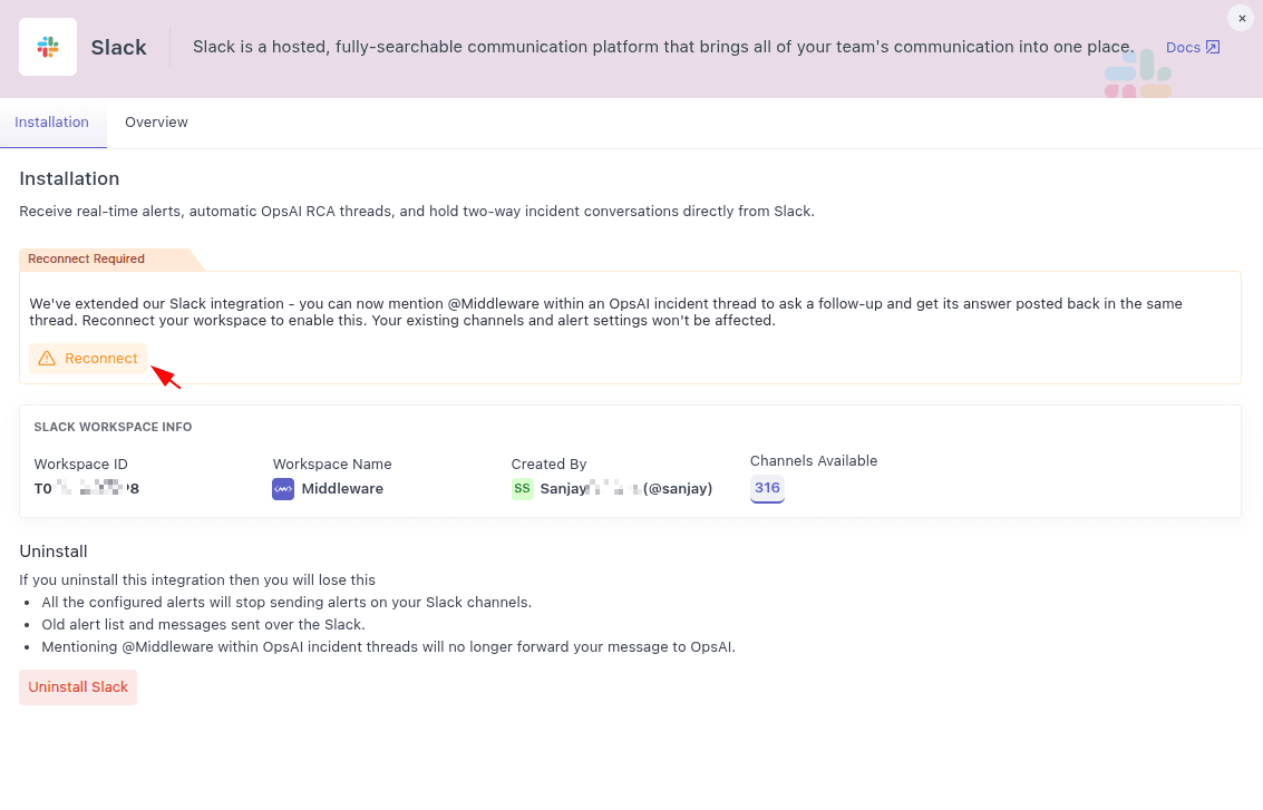 Slack Reconnect