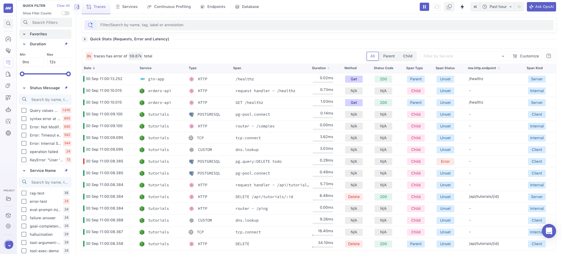 Middleware Traces: Task List