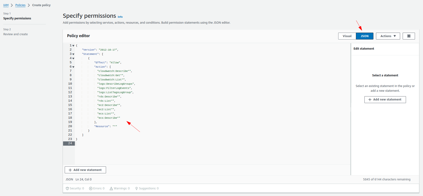 Selection of Regions and Namespaces