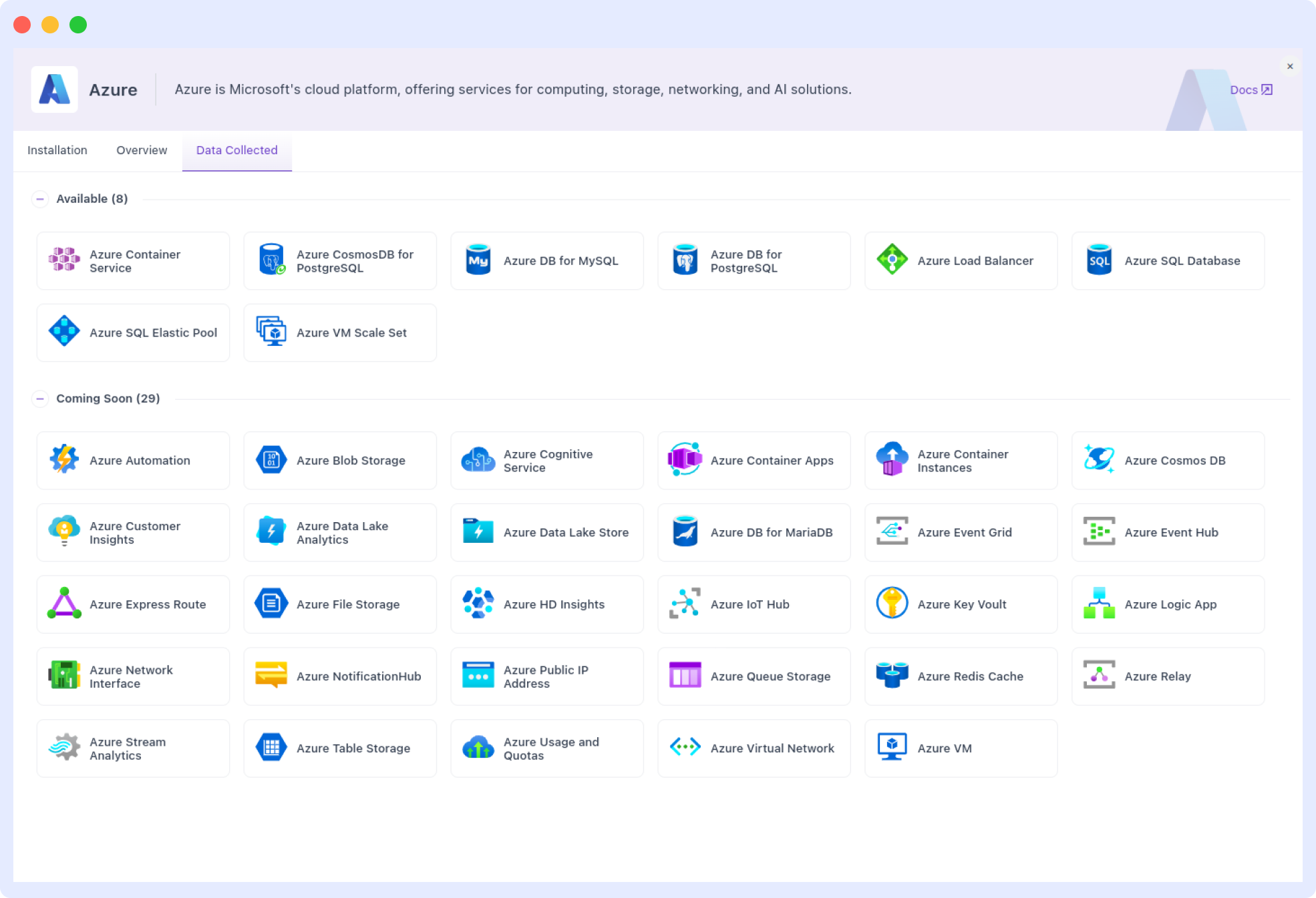 Supported Azure Integrations