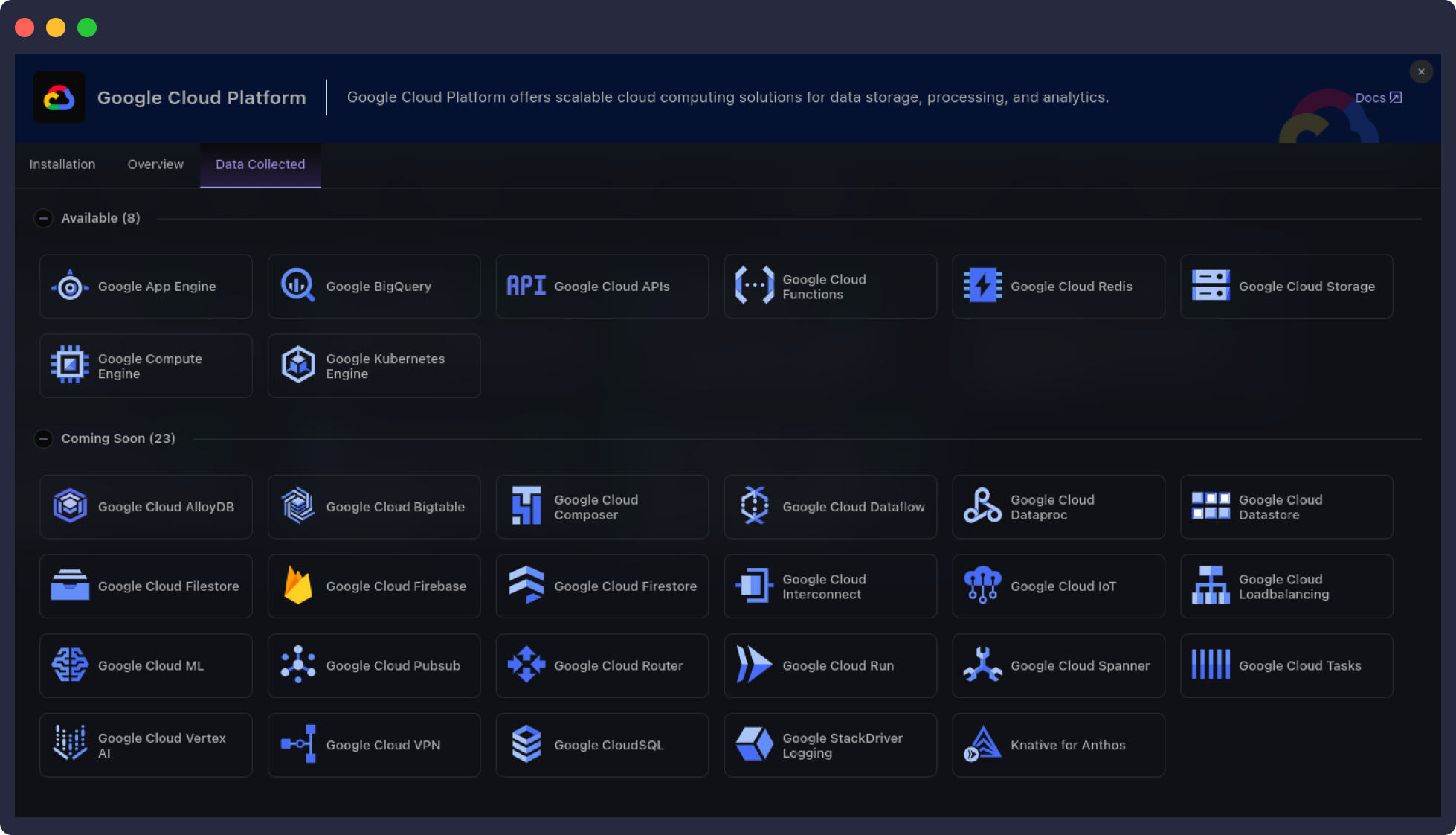 Supported GCP Services