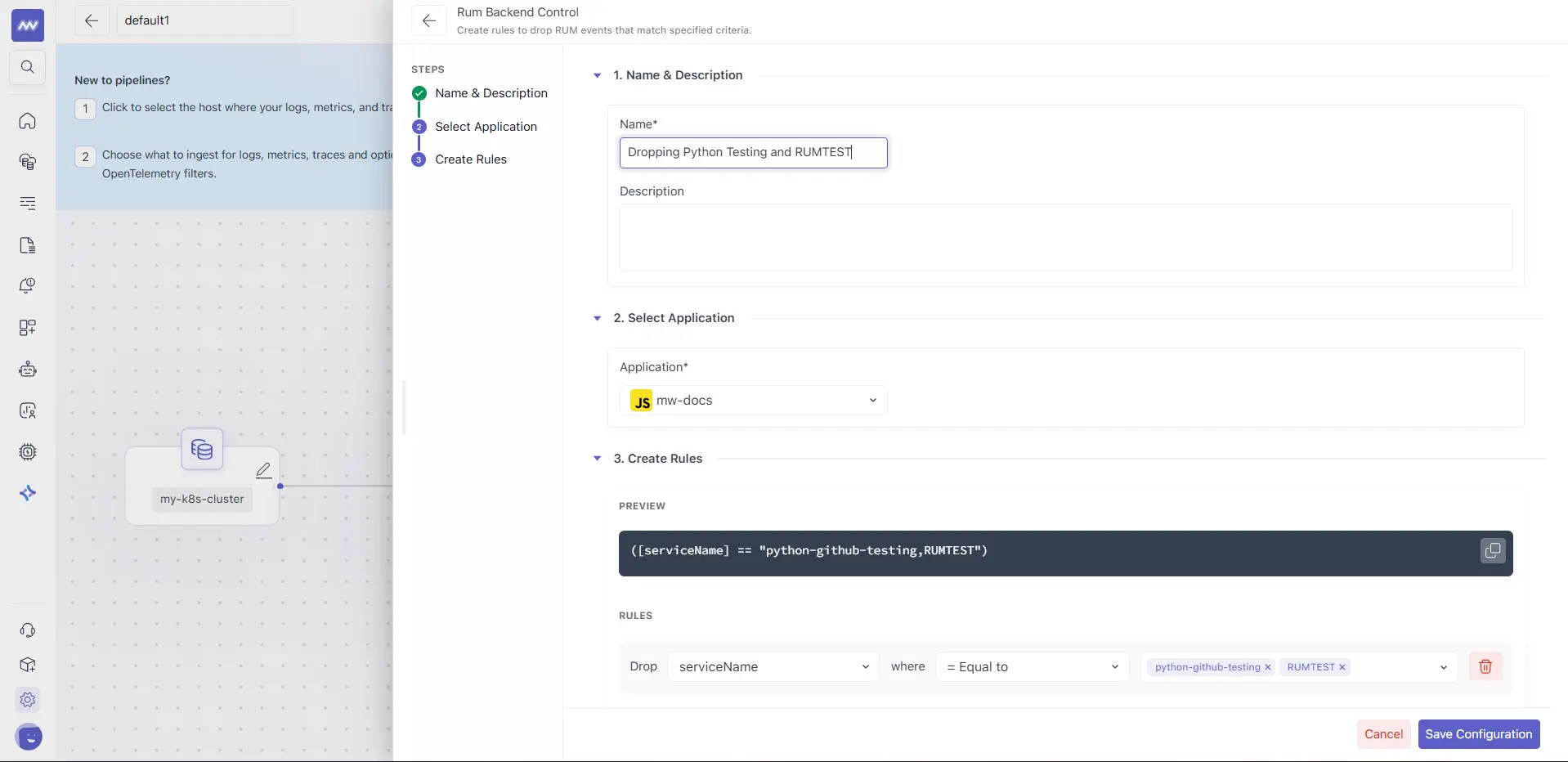 Middleware RUM Backend Control