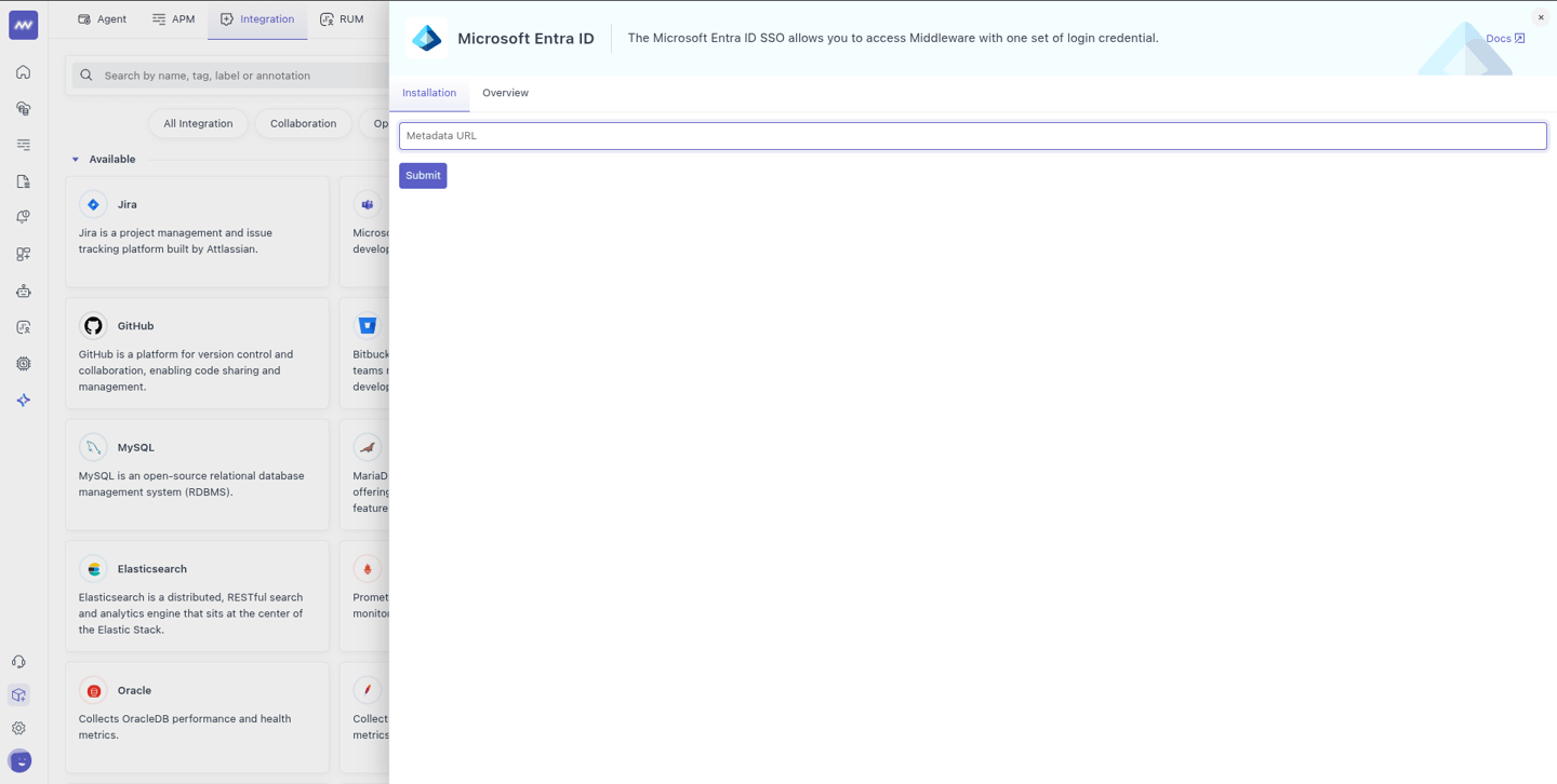 ### Configure Microsoft Entra ID integration in the Middleware