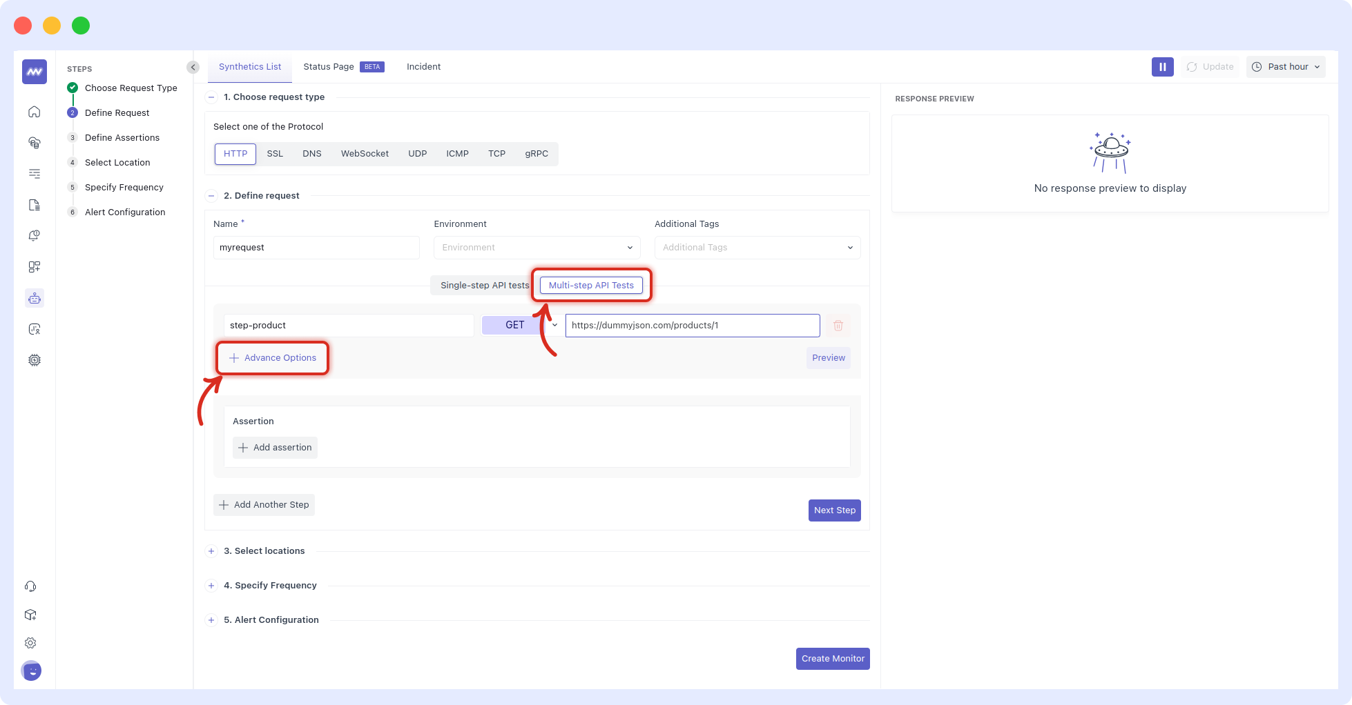 choose HTTP request protocol