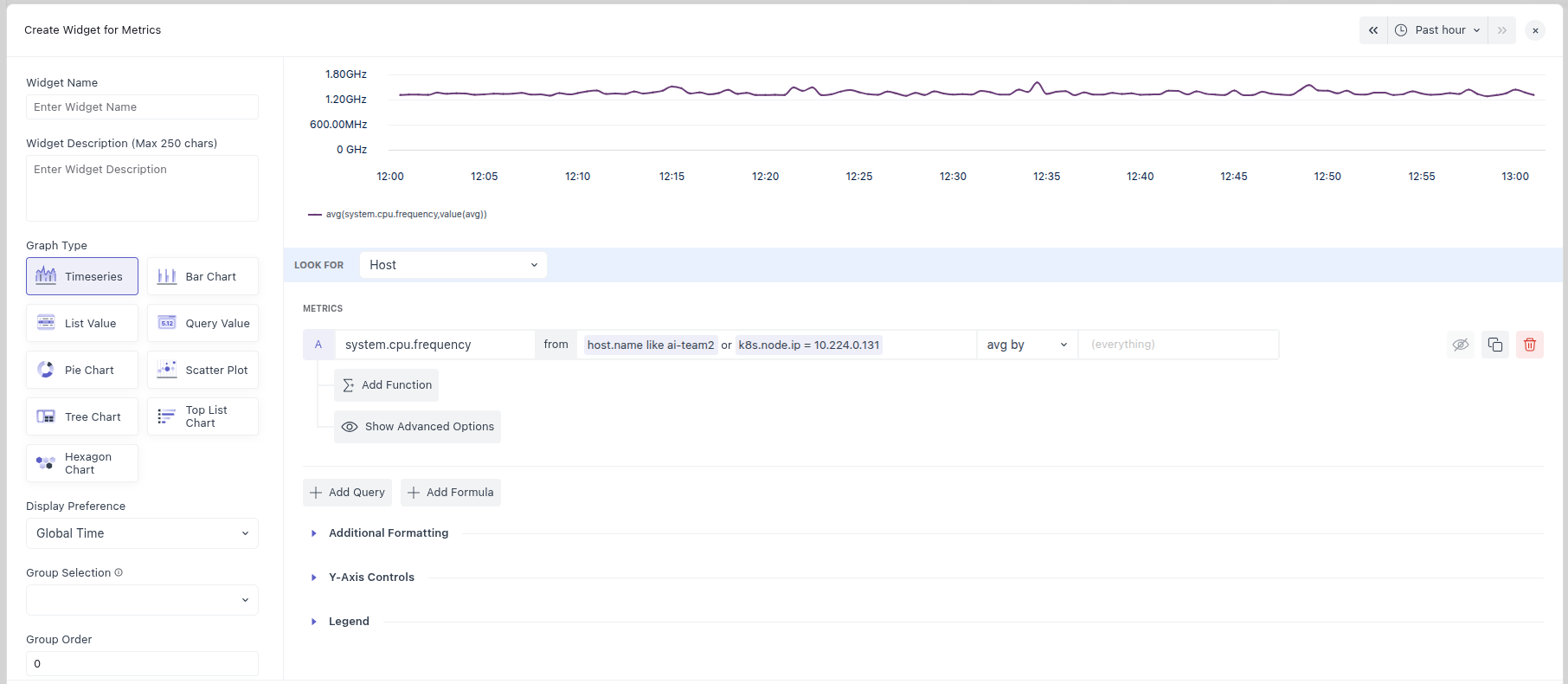 Combined metric and filter settings for refining displayed data.