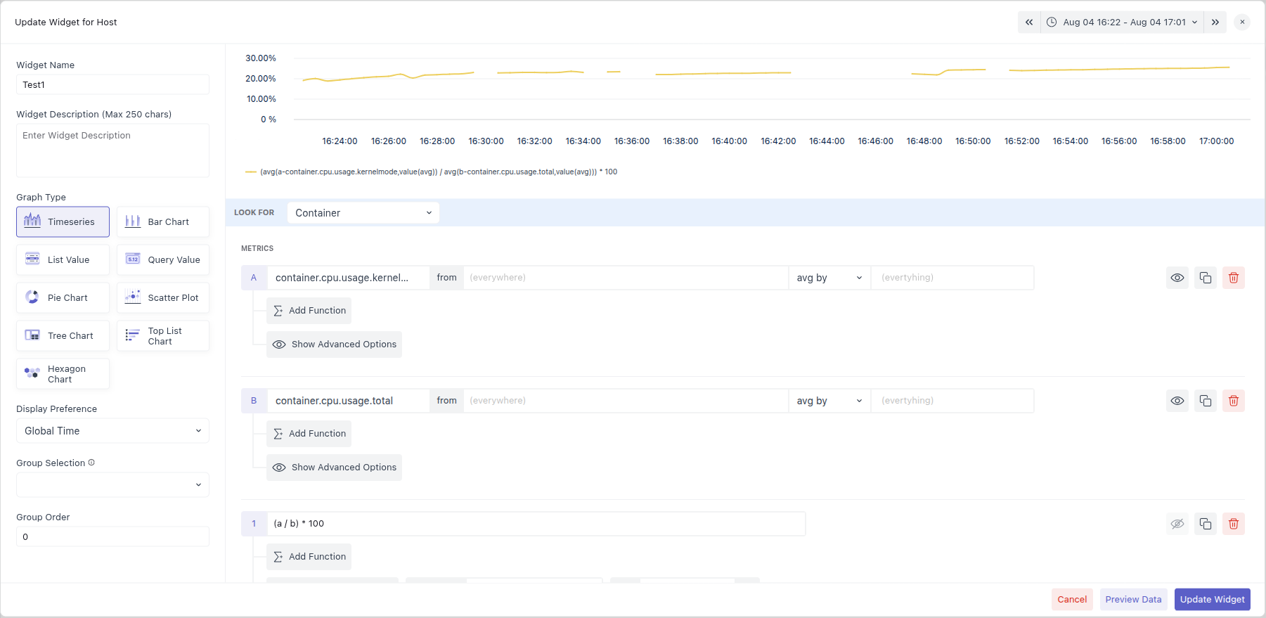 Rules configuration panel to define conditions for displaying data.